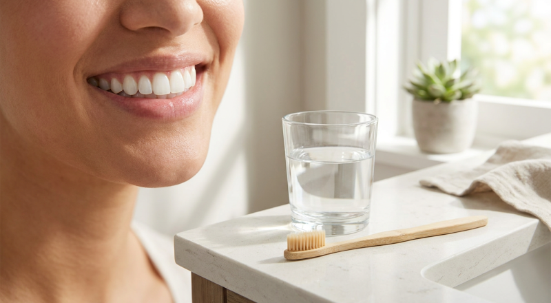 can you reverse a cavity naturally illustrated by a healthy white smile and toothbrush